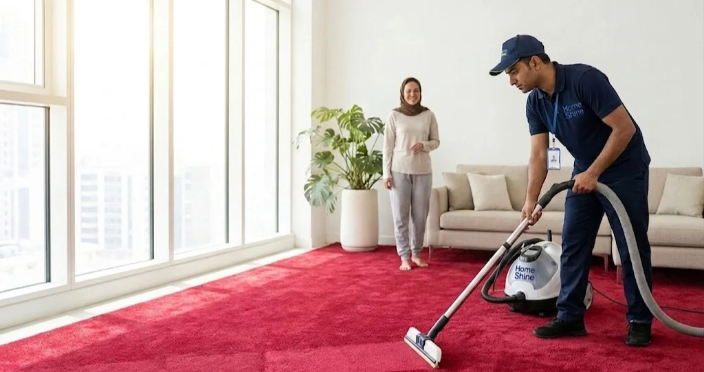 Professional red carpet cleaning service in Dubai by HomeShine